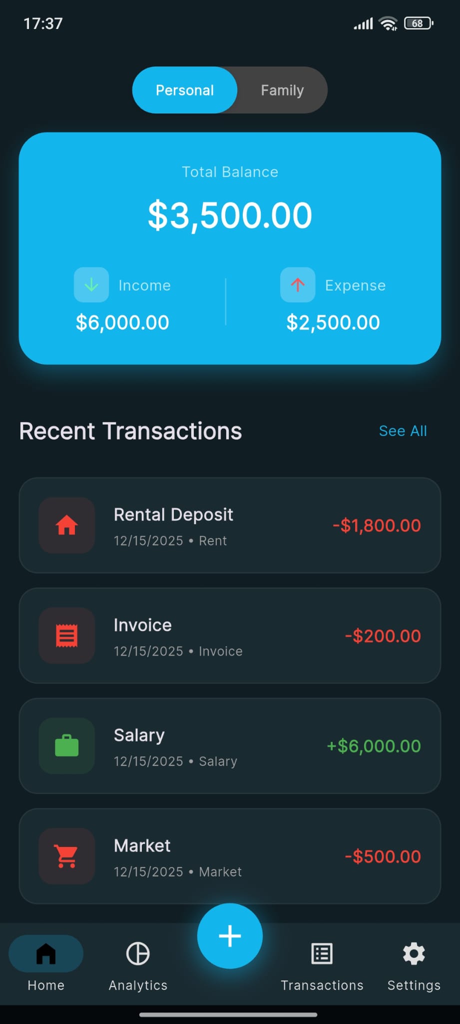 Écran de l'application BütçeCep